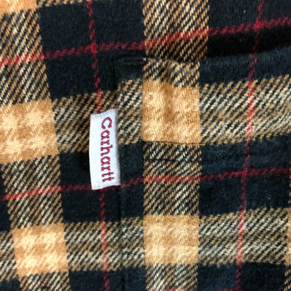 Carhartt Flannel Shirt XXL 2XL Buttton Up Long Sleeve Plaid Brown Men's - Picture 6 of 9